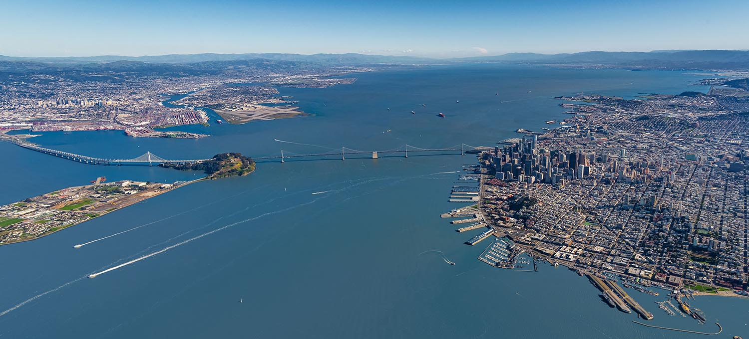 Aerial image of the bay area. 